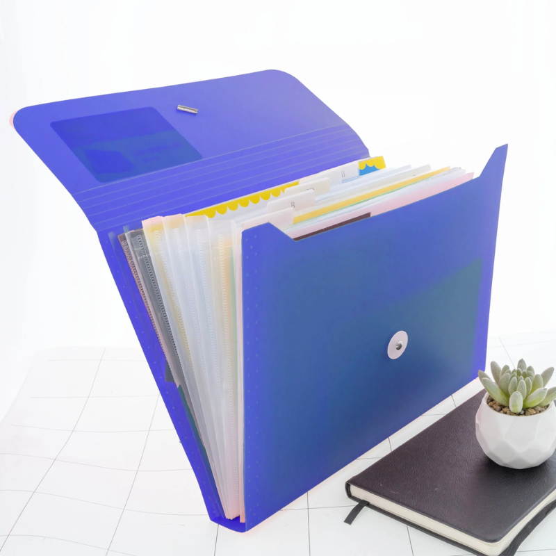 BAZIC 13 Pocket Letter Size Poly Expanding File