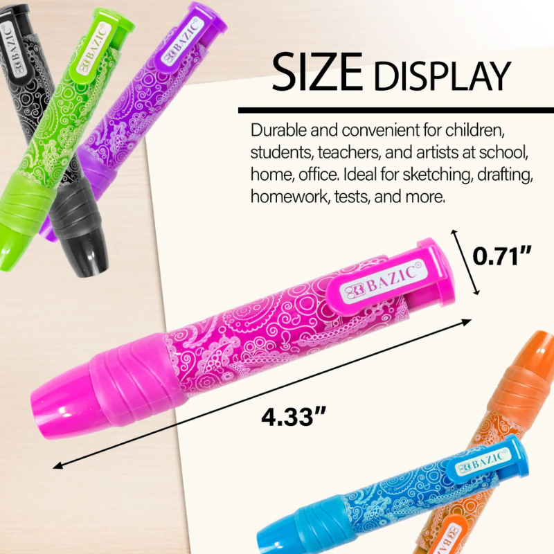 BAZIC Paisley Retractable Stick Erasers (2/Pack)