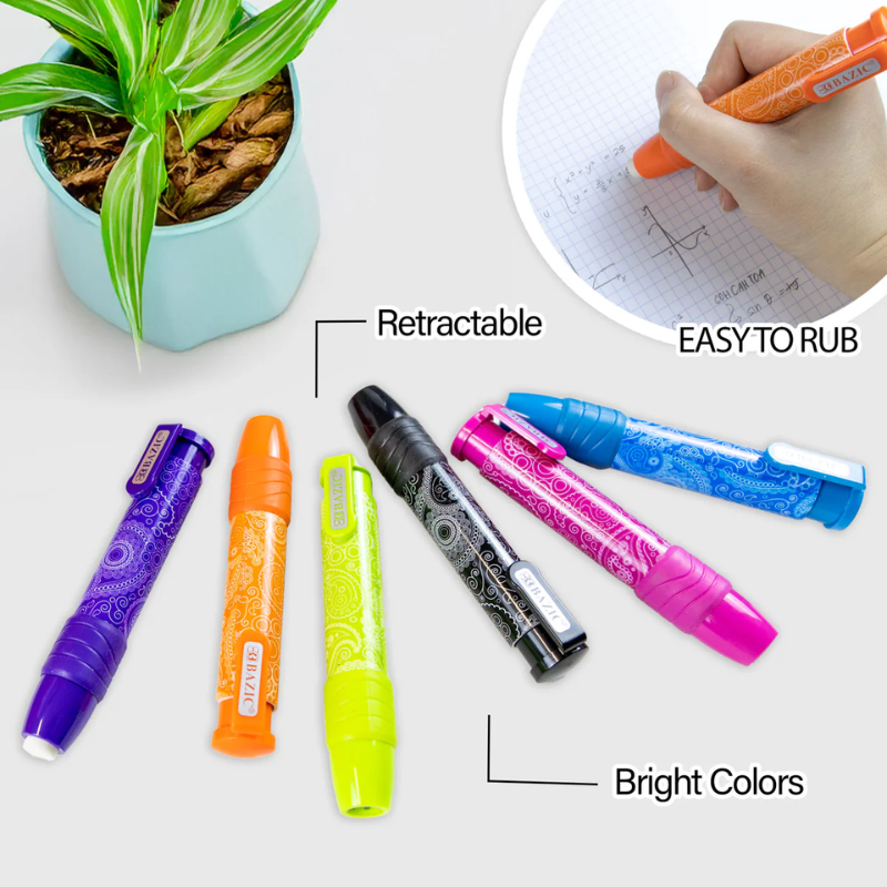BAZIC Paisley Retractable Stick Erasers (2/Pack)