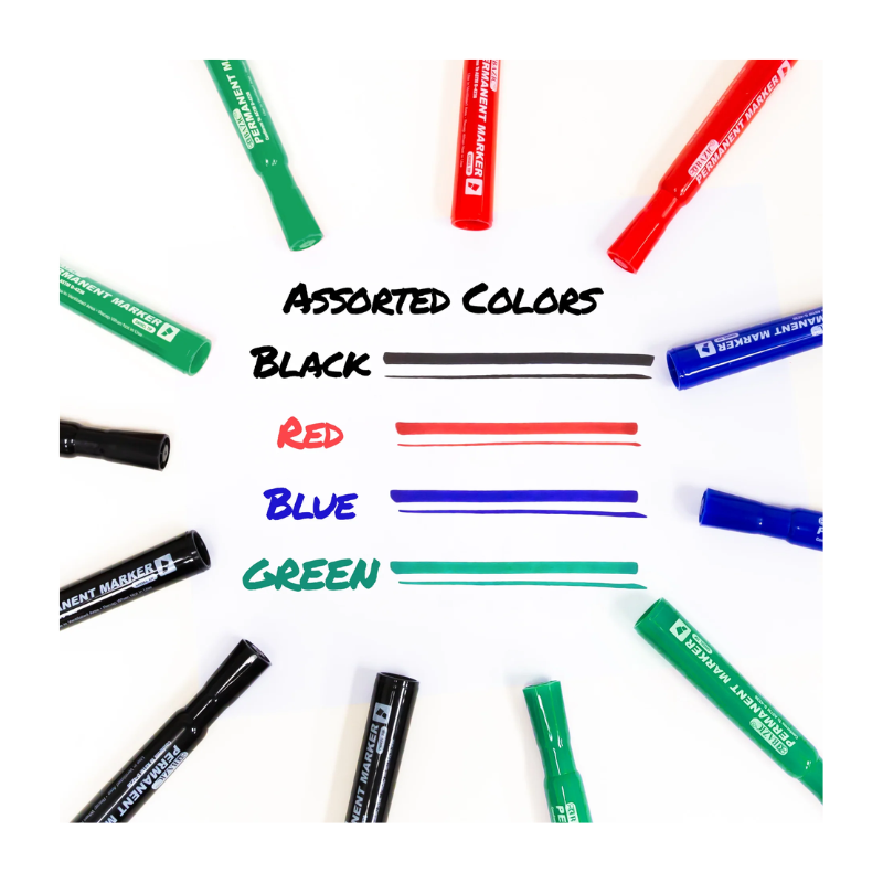 Bazic Assorted Colours Chisel Tip Desk style Permanent Marker