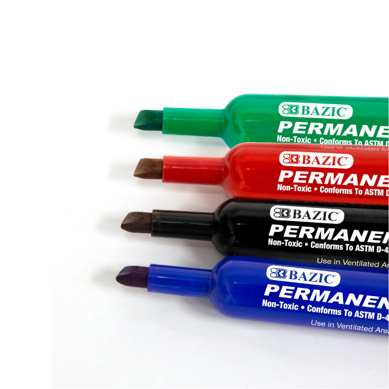 Bazic Assorted Colours Chisel Tip Desk style Permanent Marker