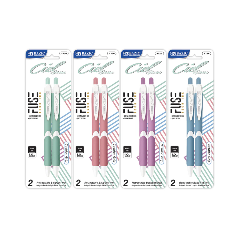 BAZIC Ciel Serena Fuse Tech Ink Retractable Pen (2/Pack)