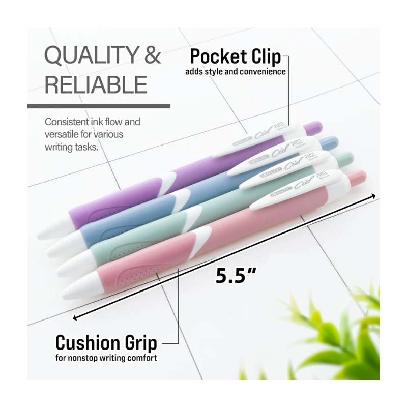 BAZIC Ciel Serena Fuse Tech Ink Retractable Pen (2/Pack)