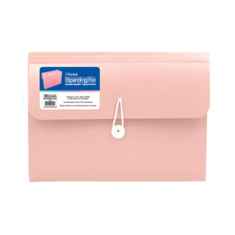 BAZIC Pastel 7-Pocket Letter Size Poly Expanding File