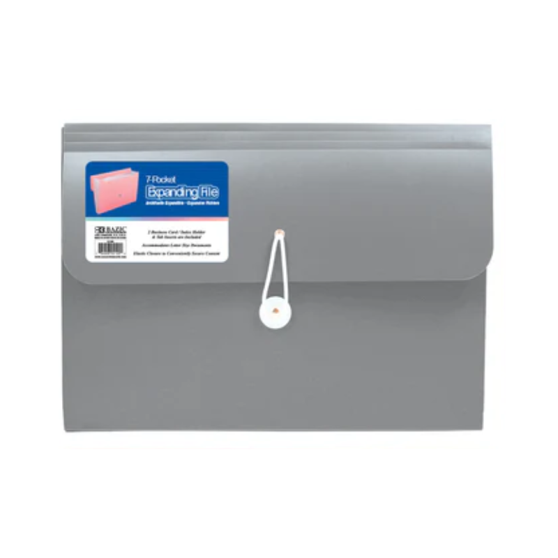 BAZIC Pastel 7-Pocket Letter Size Poly Expanding File