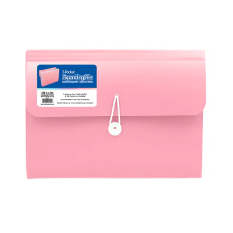 BAZIC Pastel 7-Pocket Letter Size Poly Expanding File