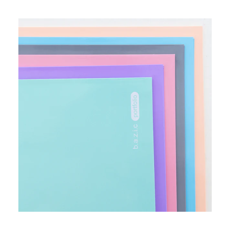 BAZIC 2-Pockets Laminated Pastel Portfolios