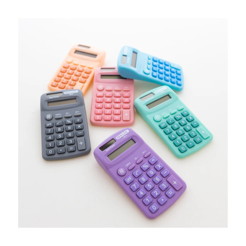 BAZIC 8-Digit Dual Power Pocket Size Pastel Calculator