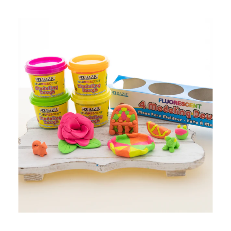 BAZIC 4oz Fluorescent Colour Modeling Dough (4/Pack)