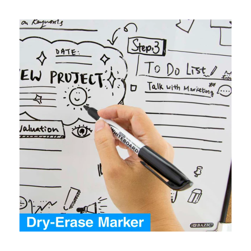 BAZIC Classique 17" x 23" Cork Framed Magnetic Dry Erase Board