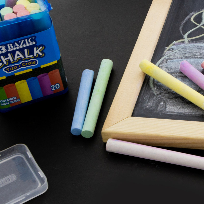 BAZIC 20pc Coloured Chalk Bucket
