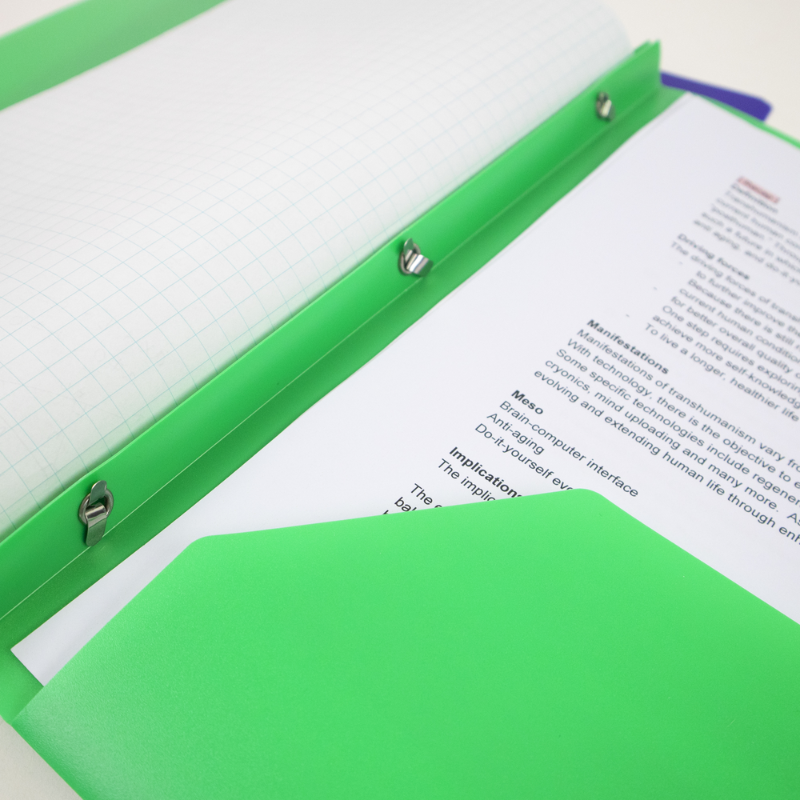 BAZIC 2-Pocket Poly Portfolio w/ 3-Prong Fastener – Solid Colours
