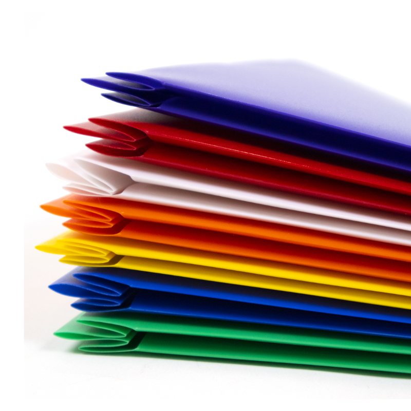 BAZIC 2-Pocket Poly Portfolio w/ 3-Prong Fastener – Solid Colours