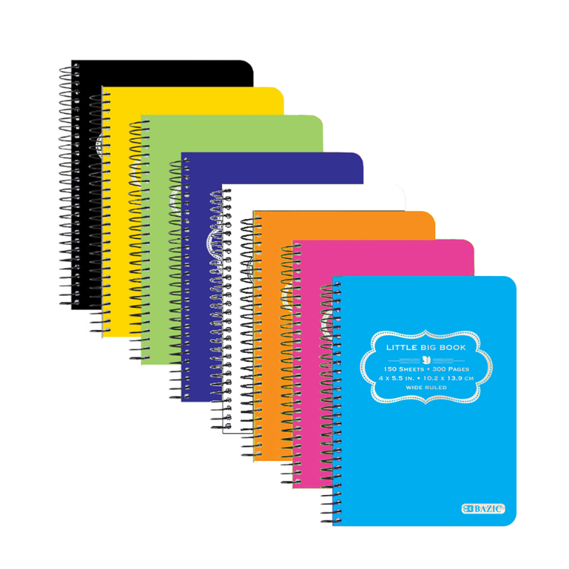 BAZIC 4" X 5.5" Poly Cover Spiral Fat Book (150 Sheets)