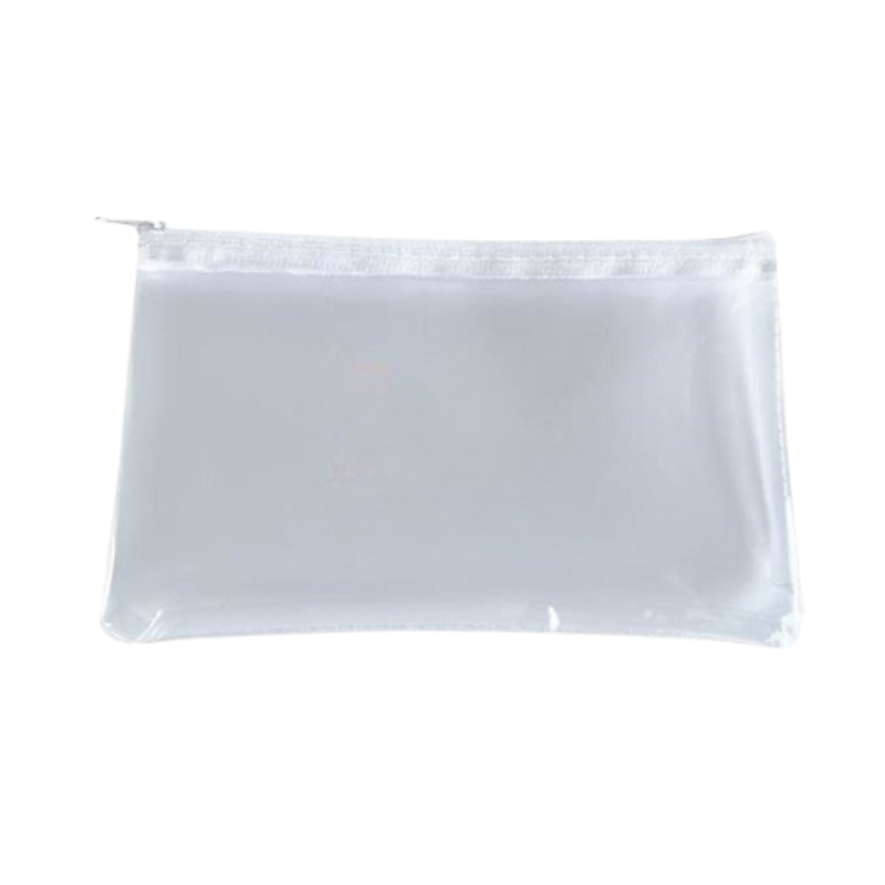 Clear Vinyl All-Purpose Case With White Zip