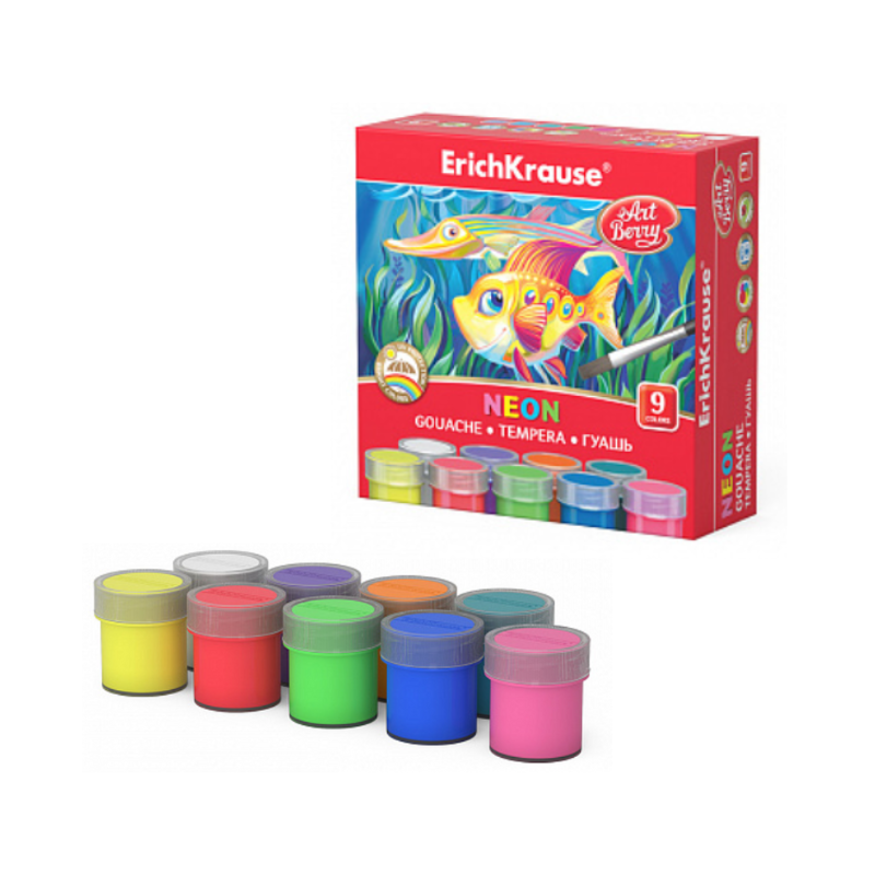 Erich Krause 20ml Gouache Paint Set (9/Pack) - Neon