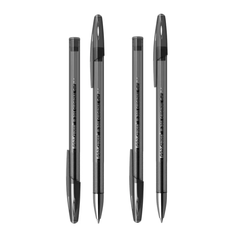 Erich Krause R-301 0.5mm Gel Pen - Black (4/Pack)