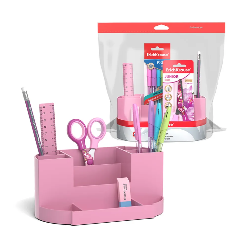 Erich Krause Victoria Plastic Desk Organiser Set - Pink