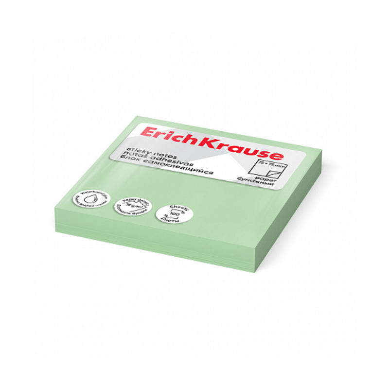 Erich Krause 3" x 3" Sticky Notes - Green (100 Sheets)
