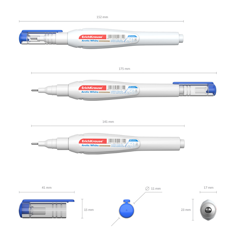 Erich Krause Arctic White 10ml Long Correction Pen