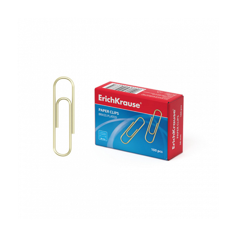 Erich Krause Brass Plated 28mm Paper Clips (100/Pack)