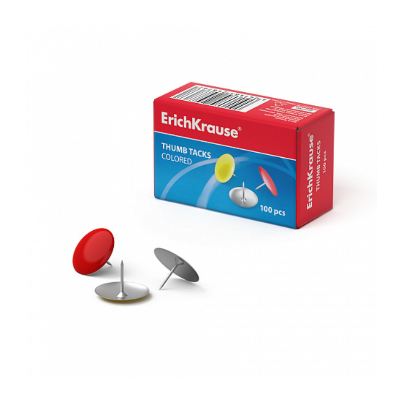Erich Krause Classic Coloured Thumb Tacks (100/Box)