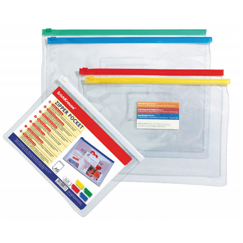 Erich Krause A4 Transparent Plastic Zip Envelope