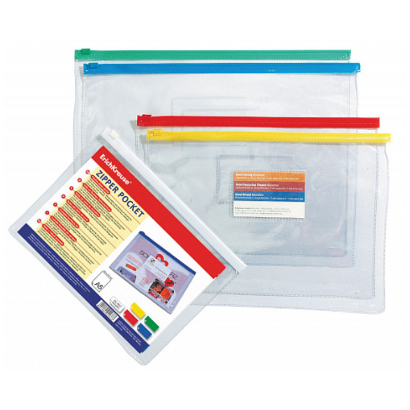 Erich Krause A5 Transparent Plastic Zip Envelope