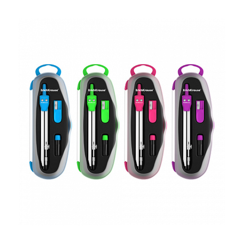 Erich Krause Neon 3pc Compass Drawing Set