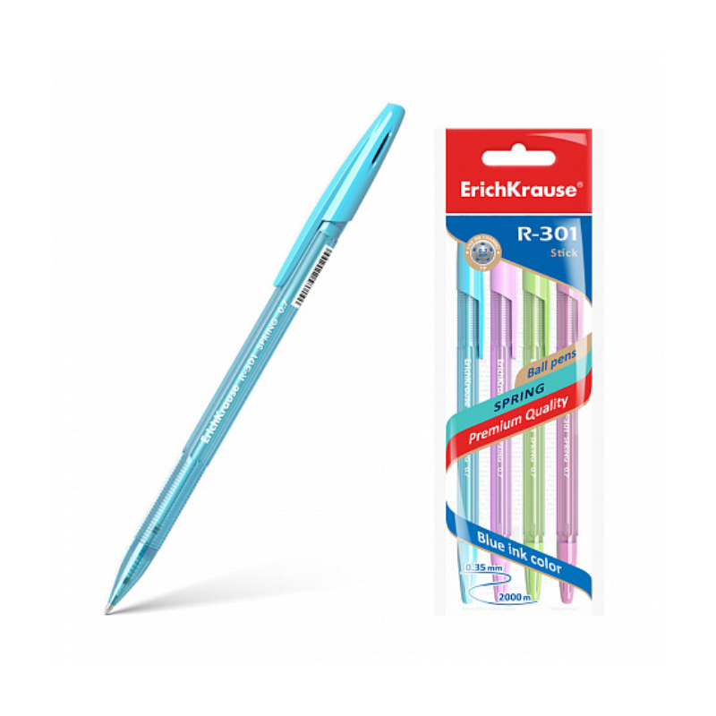 Erich Krause Spring R-301 0.7mm Ballpoint Pen (4/Pack)