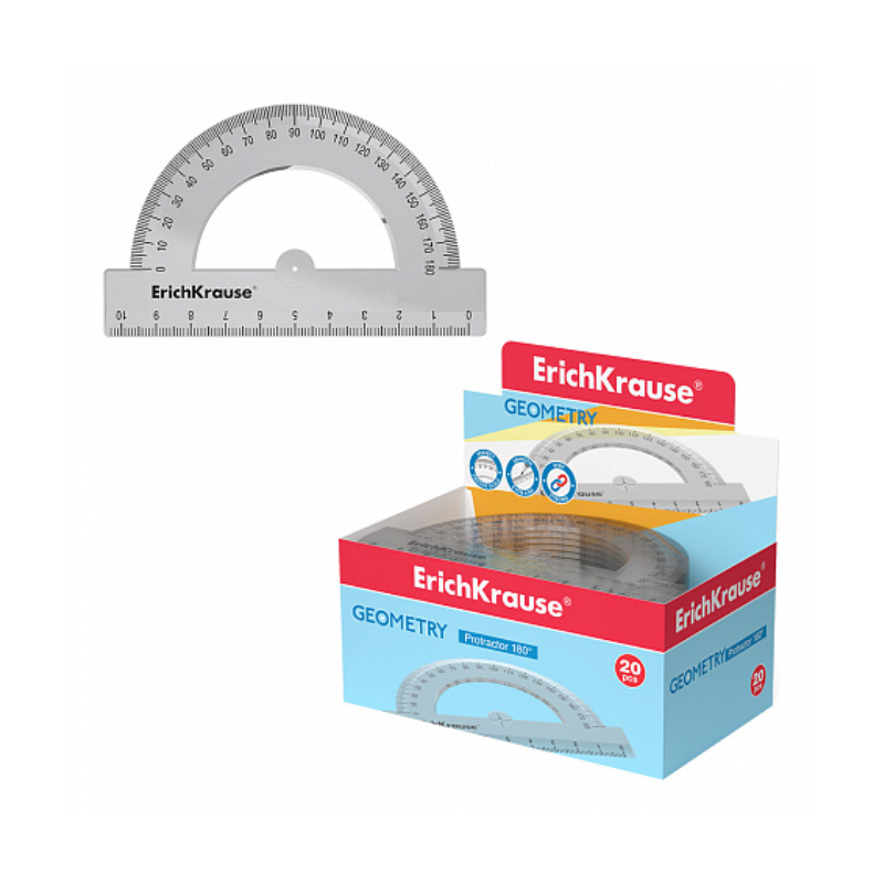 Erich Krause 180° 10cm Clear Plastic Protractor