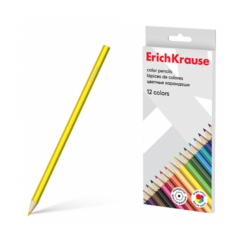 Erich Krause Hexagonal Wooden Coloured Pencils (12/Pack)