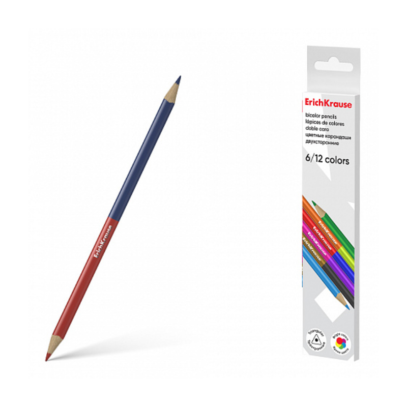 Erich Krause Double-Sided Triangular Coloured Pencils (6/Pack)