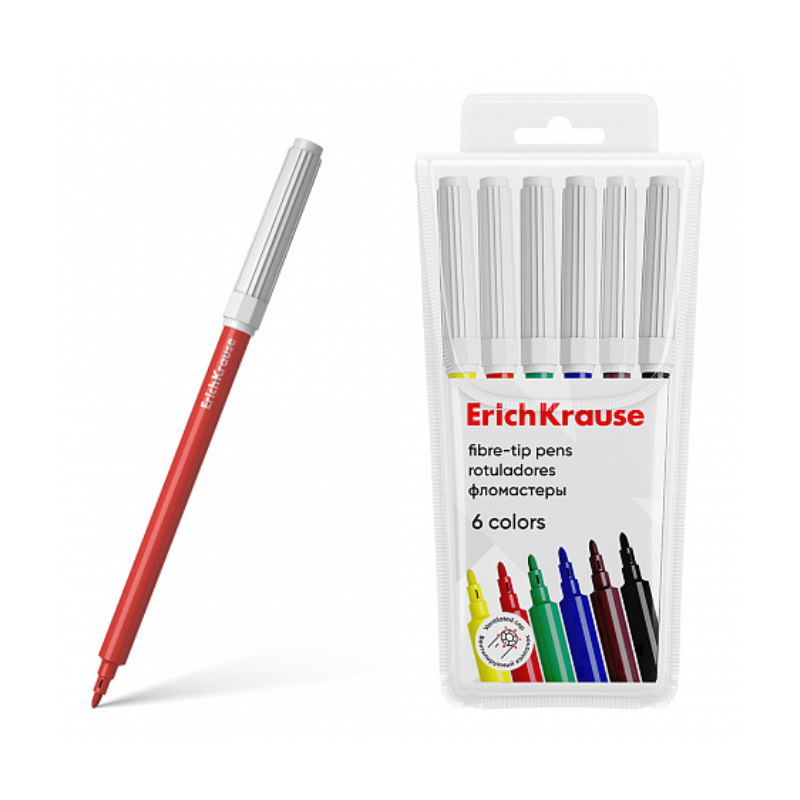 Erich Krause Felt Tip Coloured Markers (6/Pack)
