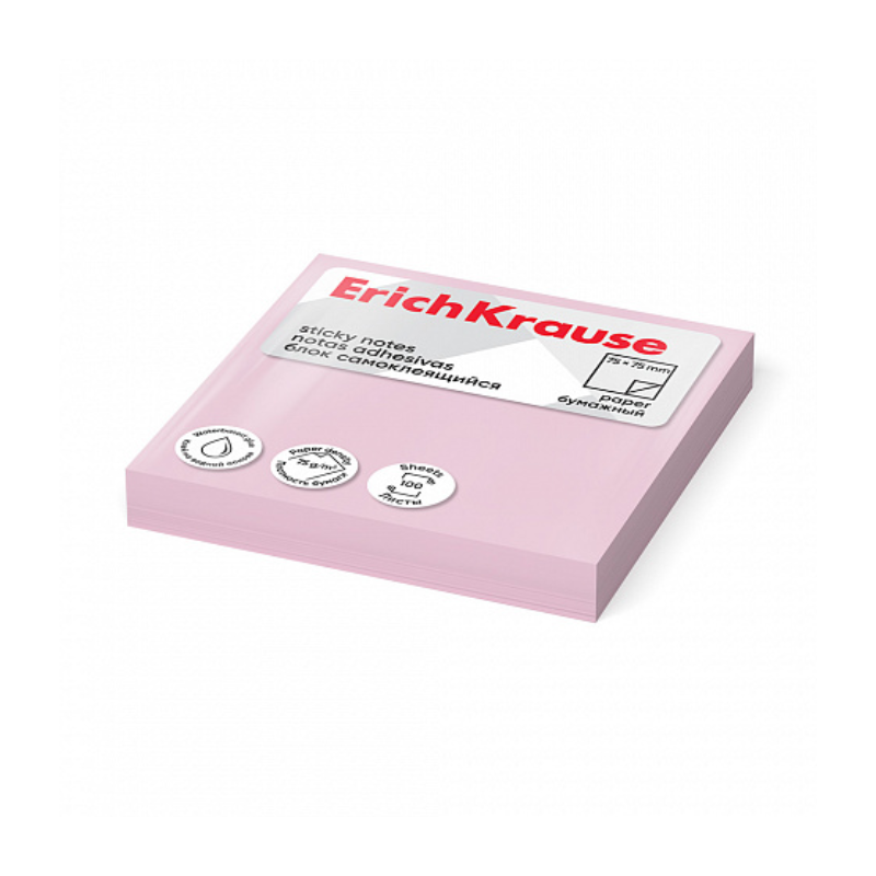 Erich Krause 3" x 3" Sticky Notes - Pink (100 Sheets)