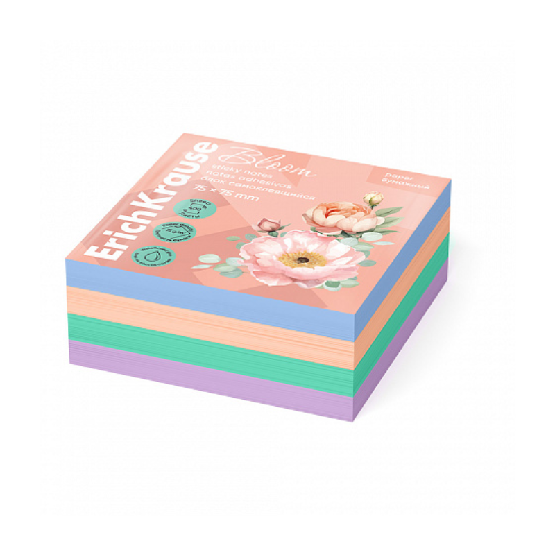 Erich Krause 3" x 3" Pastel Bloom Sticky Notes (400 Sheets)