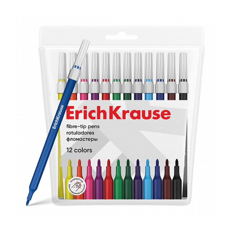 Erich Krause Felt-Tip Coloured Markers (12/Pack)