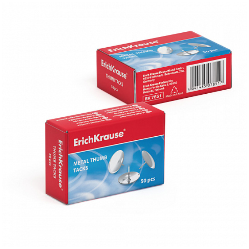 Erich Krause Silver Thumb Tacks (50/Box)