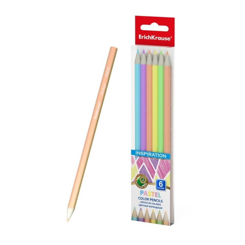 Erich Krause Inspirational Hexagonal Pastel Coloured Pencils (6/Pack)
