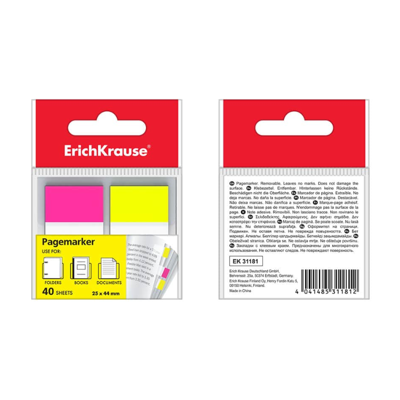 Erich Krause Neon Pink/Yellow Sticky Flags (40 Sheets)