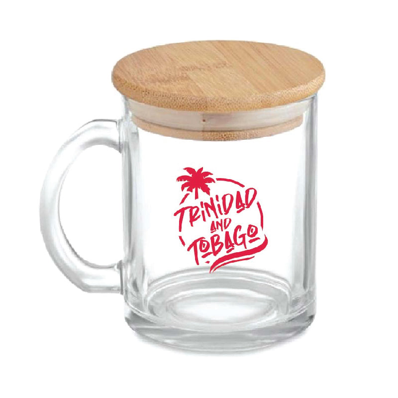 Caribbean Keepsakes Luna Latte Glass Mug with Bamboo Lid