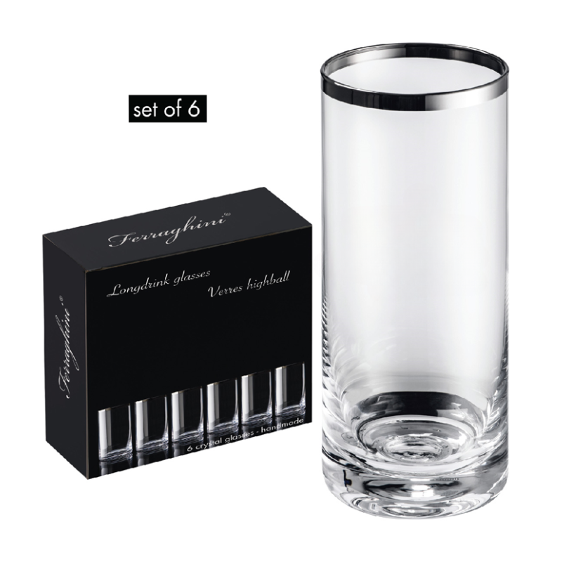 Ferraghini Tall Drinking Glasses - Set of 6