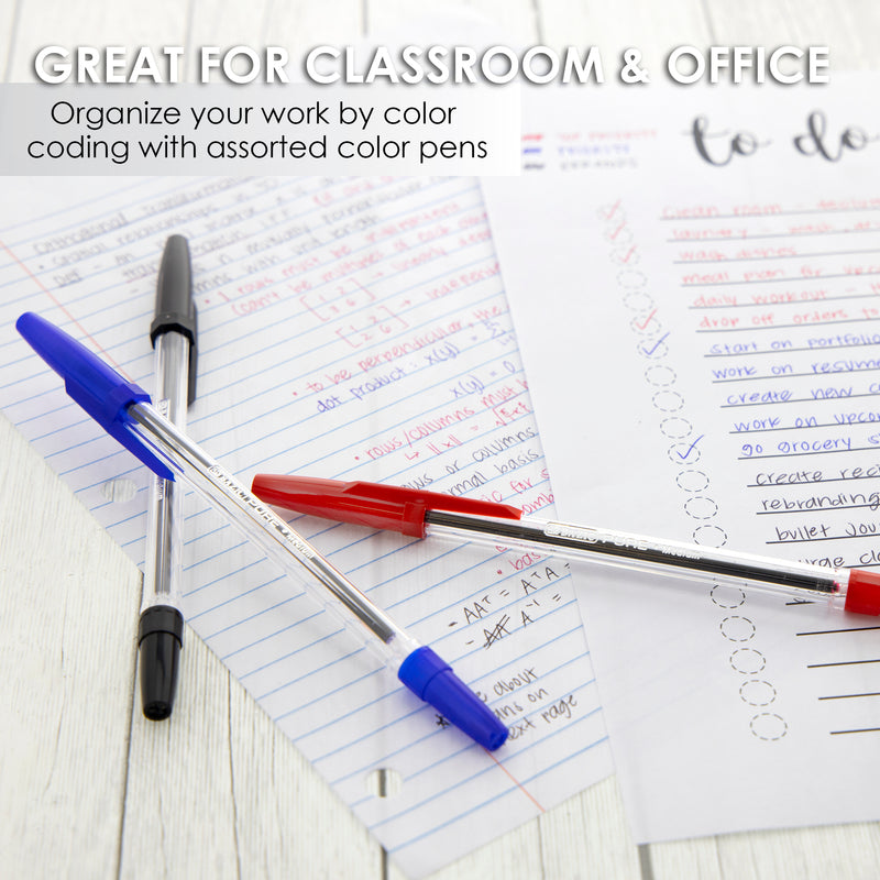 BAZIC Pure Assorted Colour Stick Pen (12/Pack)