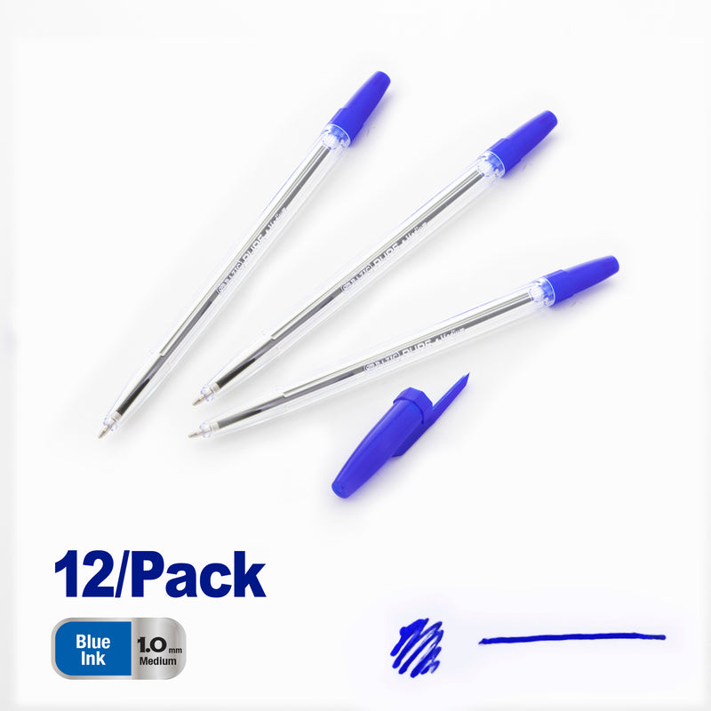 BAZIC Pure Blue Stick Pen (12/Pack)