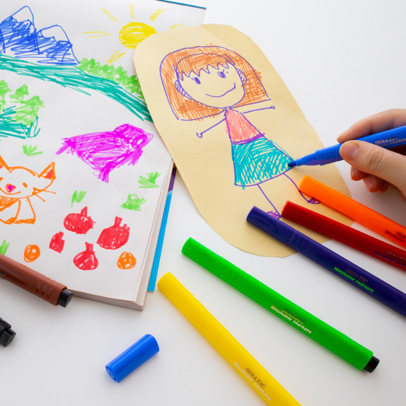 BAZIC Jumbo Triangle Washable Markers (8/Pack)