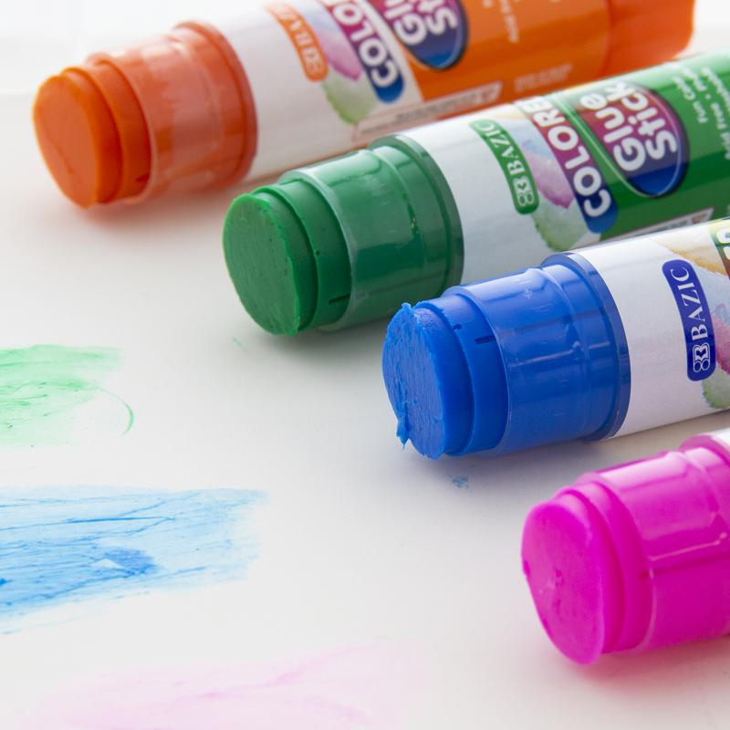 BAZIC 8g / 0.28oz Washable Coloured Glue Stick (4/Pack)
