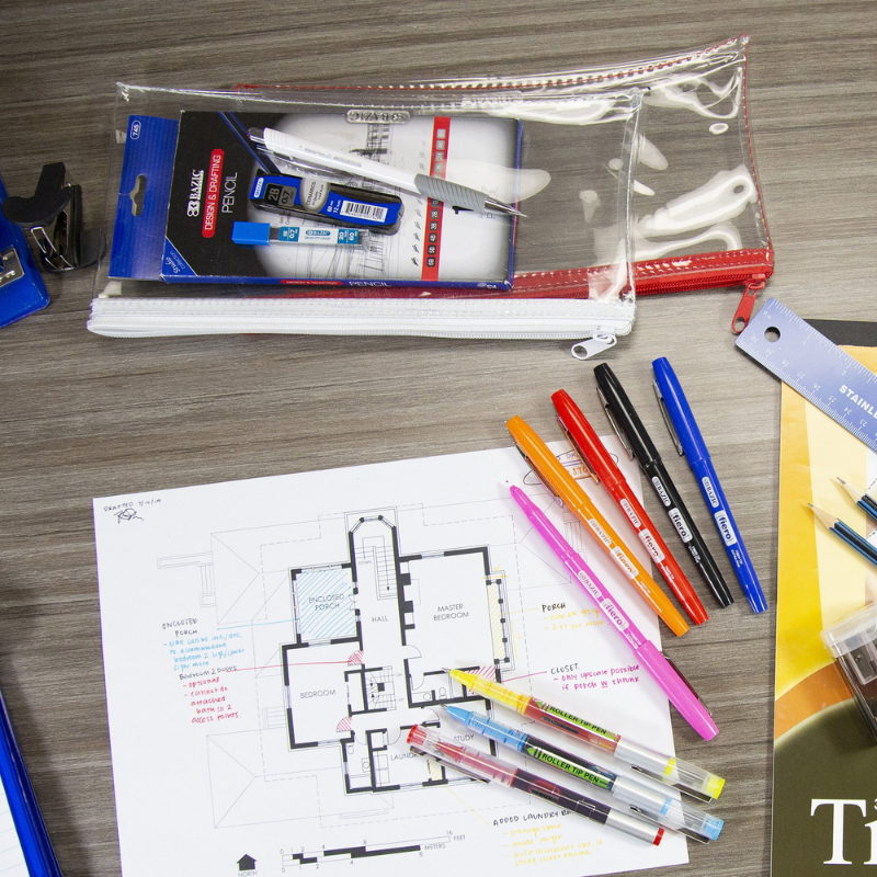 BAZIC 11" x 5" Clear Pencil Pouch