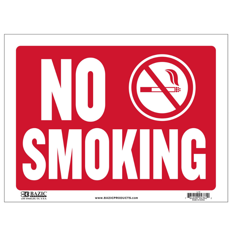BAZIC 12" X 16" No Smoking Sign