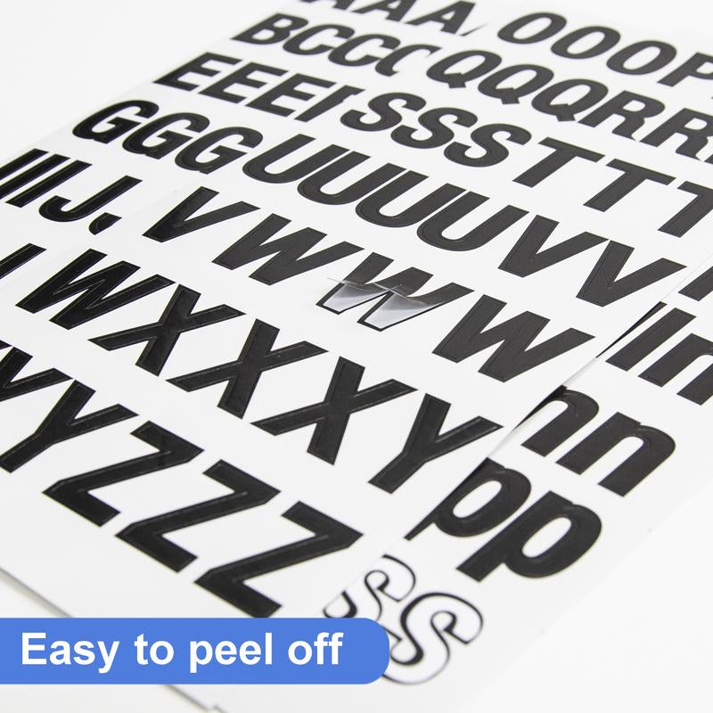 BAZIC 1" Black Color Alphabet & Numbers Stickers (6 Sheets)
