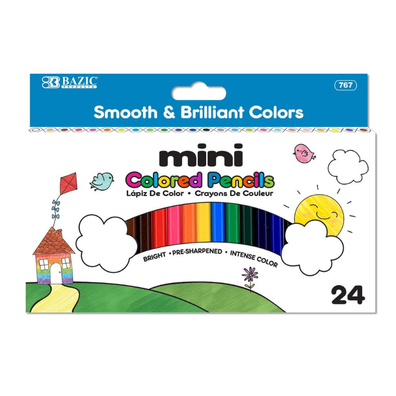BAZIC Mini Coloured Pencil (24/Pack)